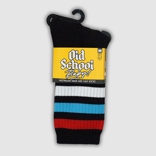 Old School Baby Skate Socks Black Red Blue Mid High Made In Australia
