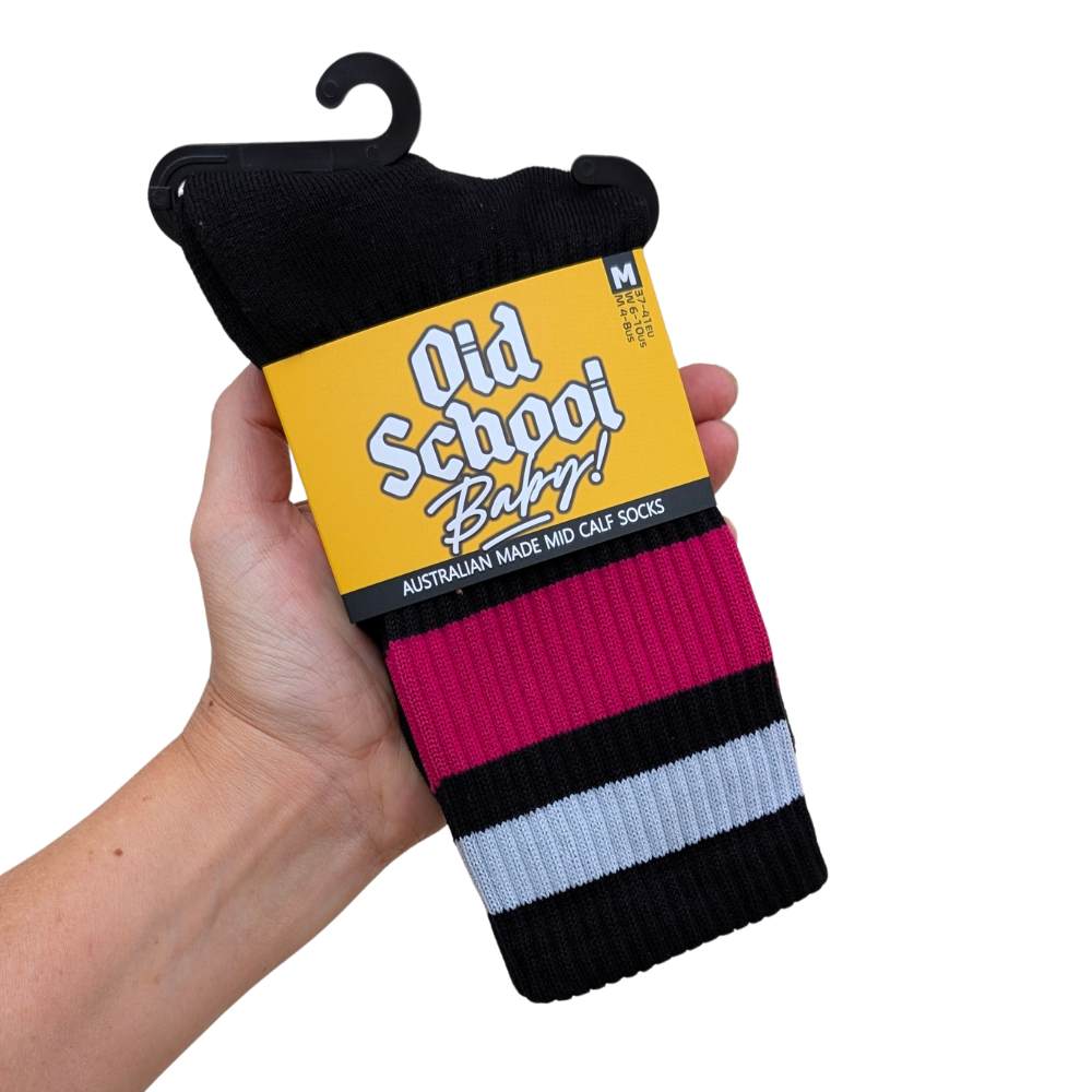 Team Pink Mid High Skate Socks - Old School Baby!