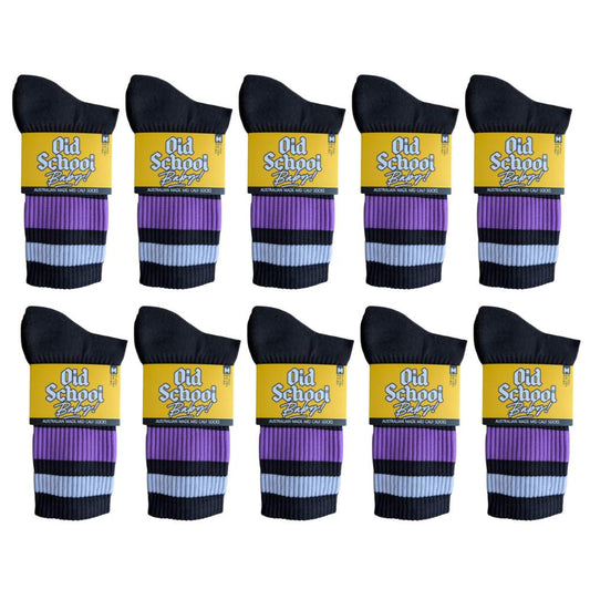 Team Purple Mid High Skate Socks - 10 Pack - Old School Baby!