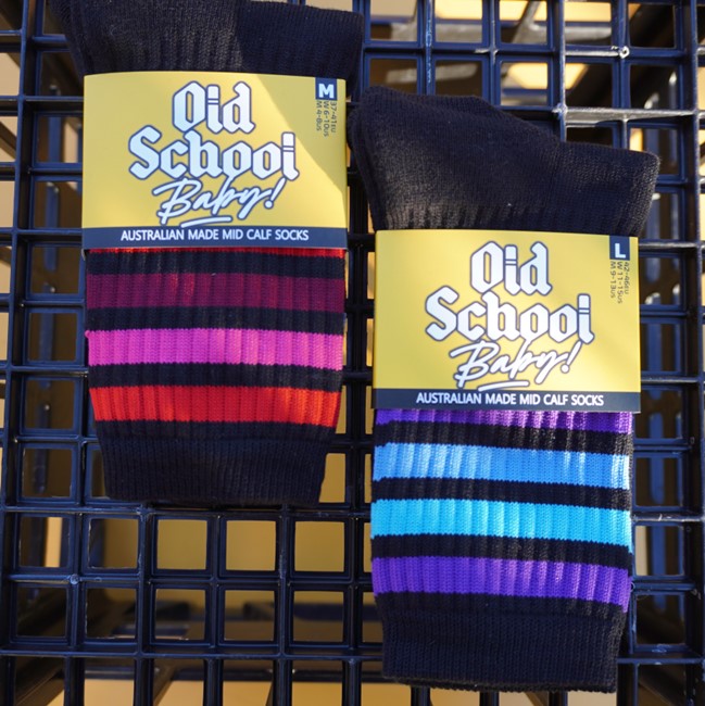 Blueberry Blast Raspberry Ripple Mid High Skate Socks - Old School Baby!