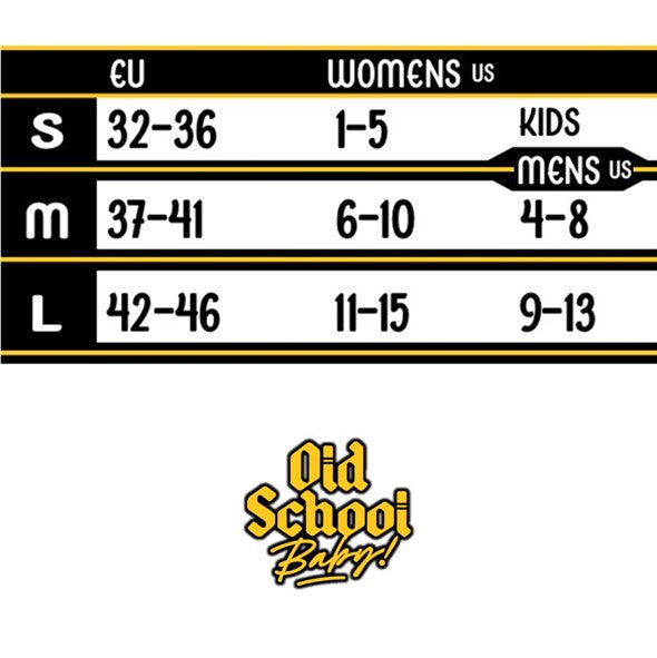 Cool Cats Mid High Skate Socks Size Chart - Old School Baby!
