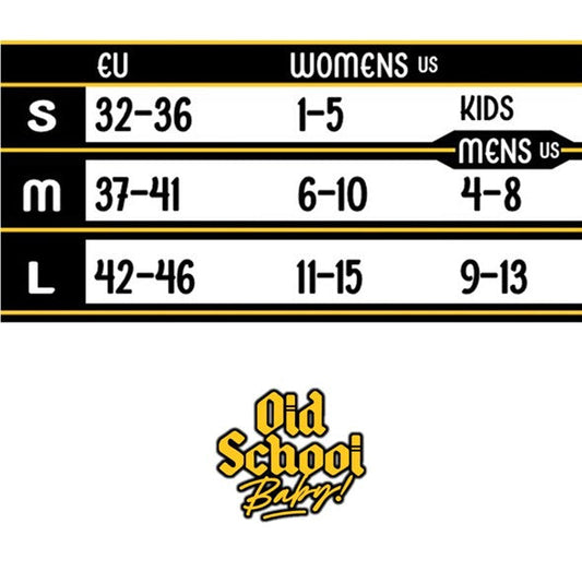 Cool Cats Mid High Skate Socks Size Chart - Old School Baby!