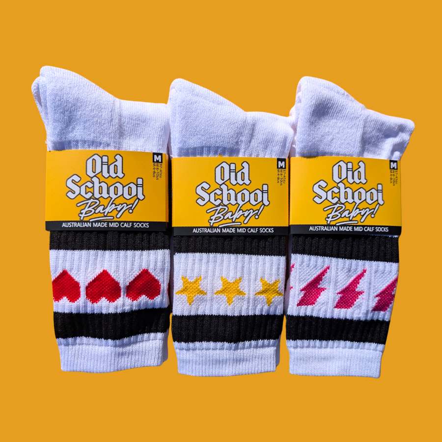 Old School Baby! Shapes Skate Socks - 3 Pack