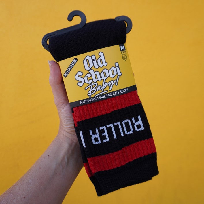 Roller Skater Mid High Skate Socks - Old School Baby