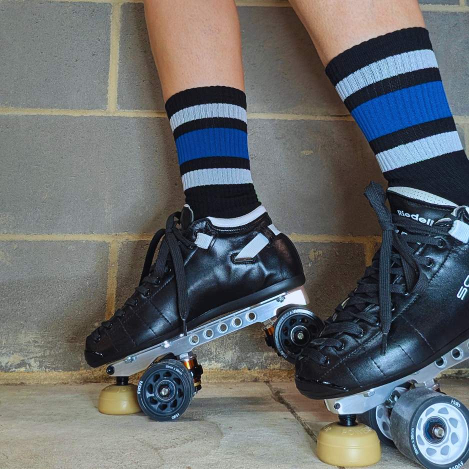 Team Blue Mid High Skate Socks - Old School Baby!