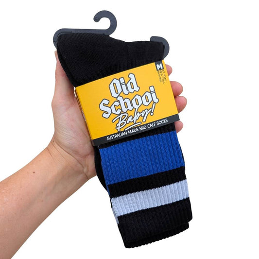 Team Blue Mid High Skate Socks - Old School Baby!