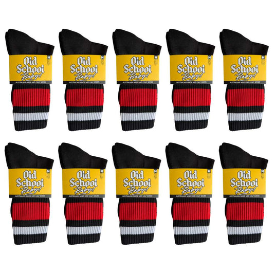 Team Red Mid High Skate Socks - 10 Pack - Old School Baby!