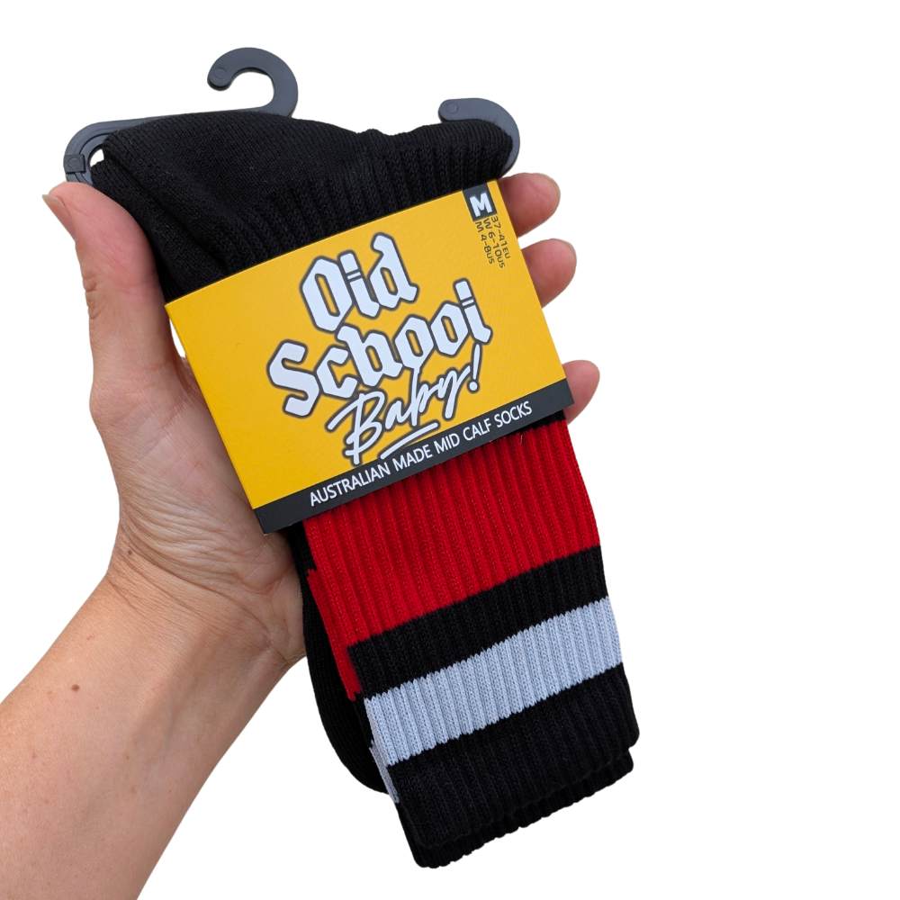 Team Red Mid High Skate Socks - Old School Baby!