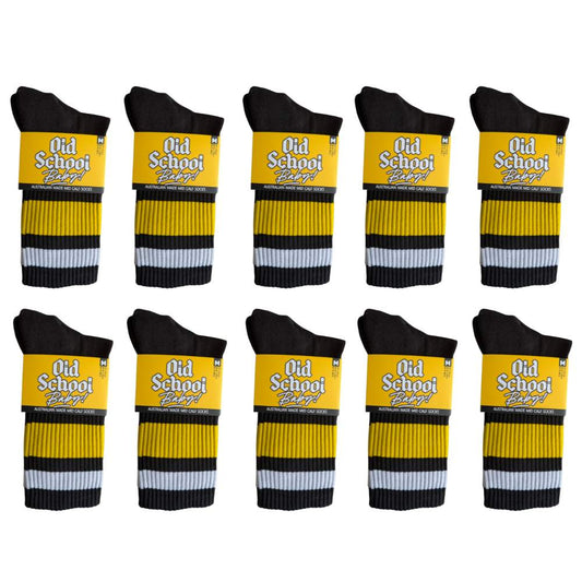 Team Yellow Mid High Skate Socks - 10 Pack - Old School Baby! 