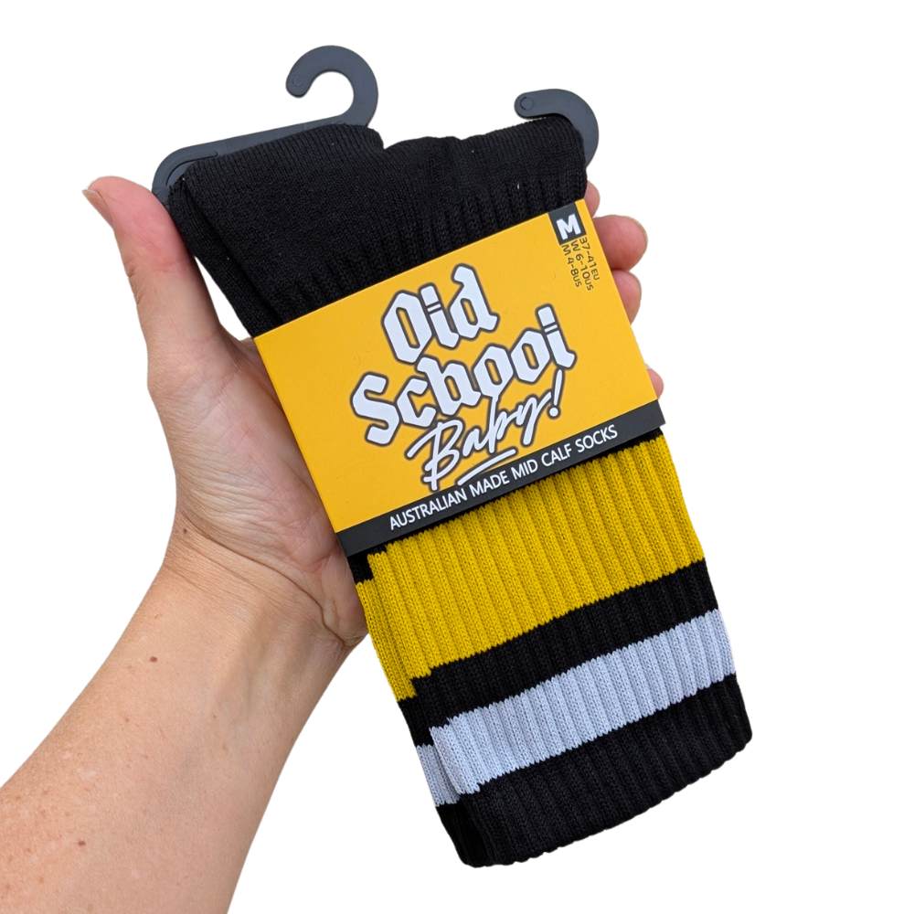 Team Yellow Mid High Skate Socks - Old School Baby! 