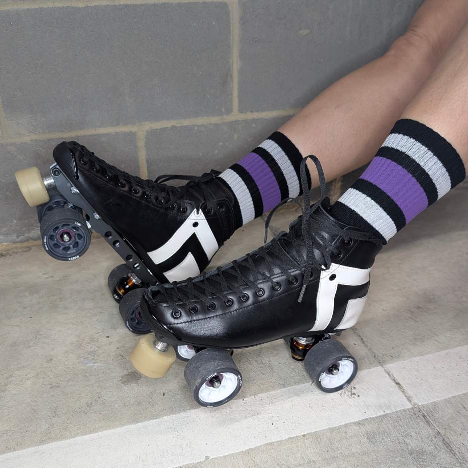 Team Purple Mid High Skate Socks - Old School Baby!